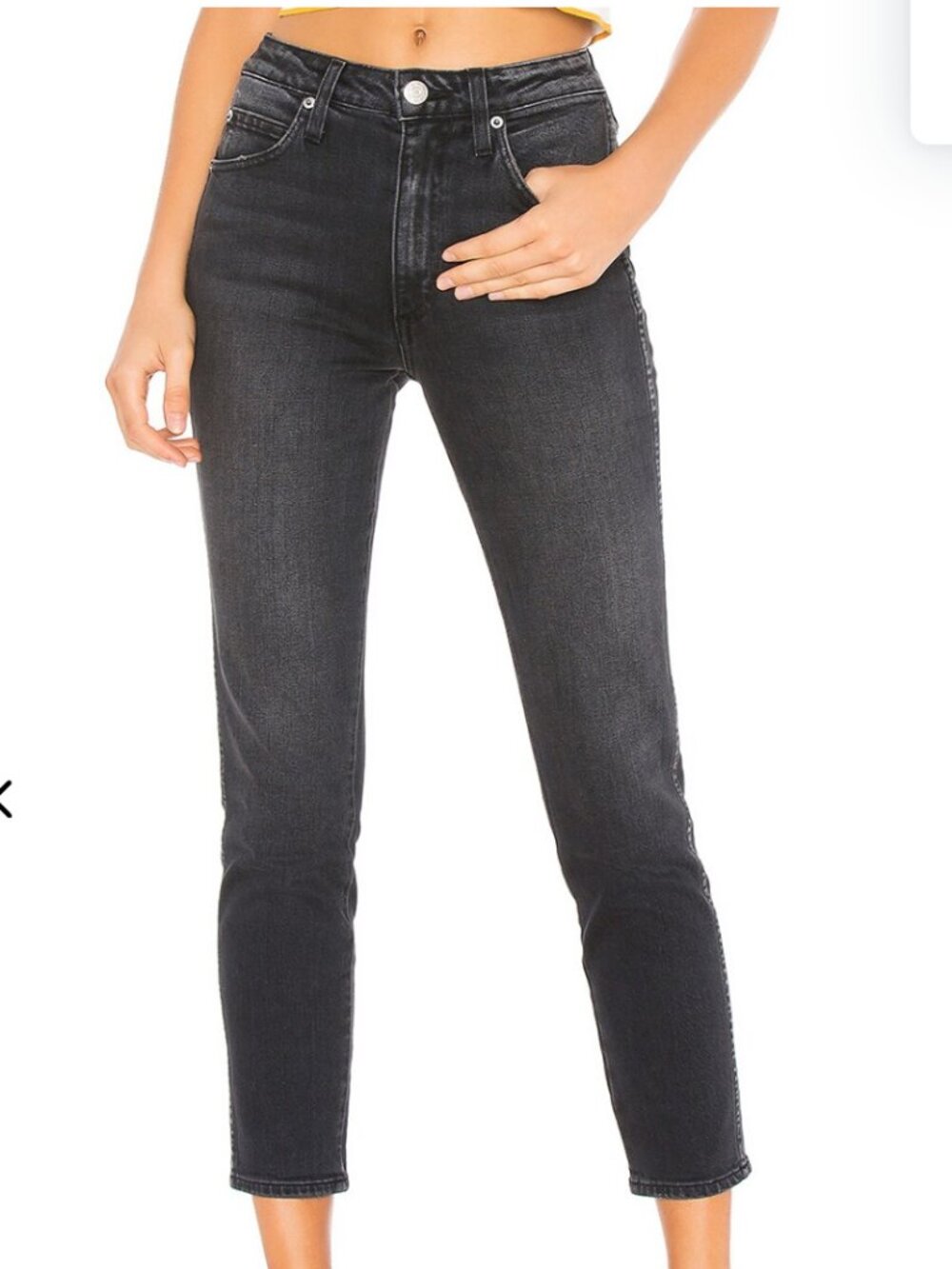 AMO High Rise Stix Crop Jeans 28 Washed Black MSRP $268
